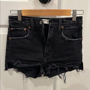 Abercrombie & Fitch Black Jean Shorts Distressed Frayed Hem